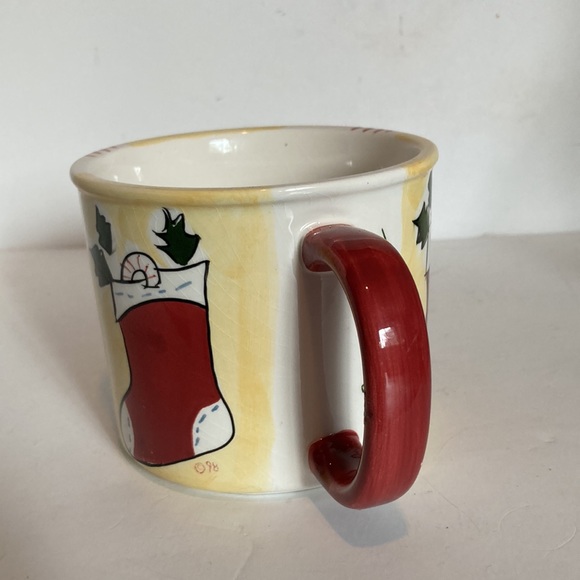 Eddie Bauer Home Cheer Red Yellow Stocking Coffee Tea Mug Cup Large 16 oz - Picture 5 of 11
